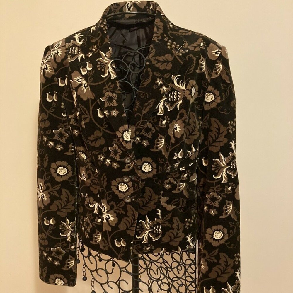 Willi Smith Corduroy Floral Print Jacket Size 4